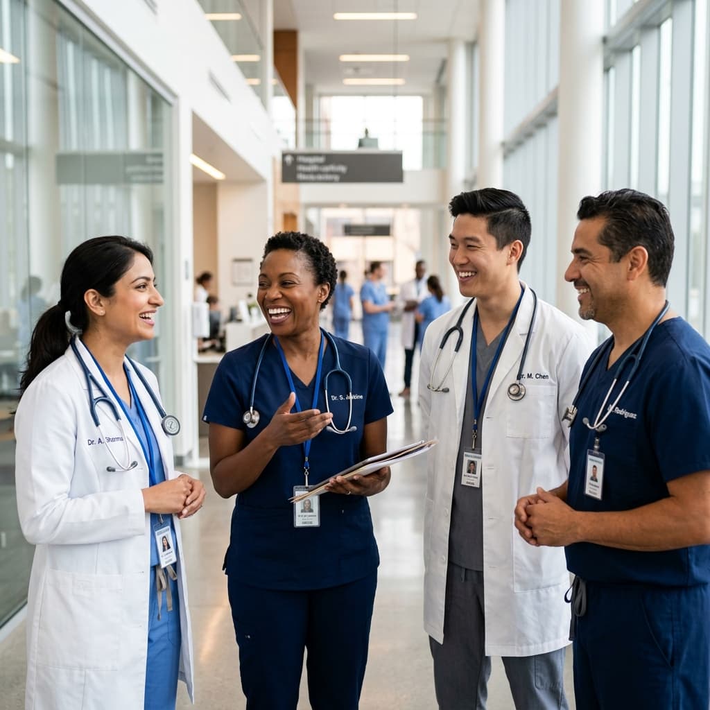 Healthcare and staffing team conference session